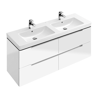Villeroy&Boch Subway 2.0, Тумба подвесная под двойную раковину, 128.7х52х49см, цвет: белый