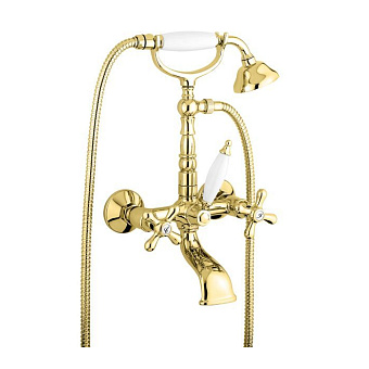 Emmevi Deco Old Смеситель для ванны, настенный, с ручным душем, цвет: золото