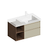 Kerama Marazzi Cubo Тумба 90см., подвесная, с ящиками, правая, цвет: лимо матовая/орех