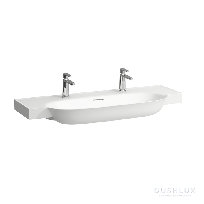 Фото Laufen New Classic Раковина 120х48х16.5 см, 2 отв., накладная, овальная, с переливом, цвет: белый матовый