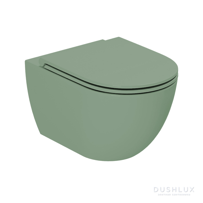 Фото Azzurra Comoda Унитаз подвесной безободковый 51,5x36 см, c креплением, Easy Clean, 3L Water Saving, цвет: Verde natura