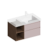 Kerama Marazzi Cubo Тумба 90см., подвесная, с ящиками, правая, цвет: мальва матовая/орех