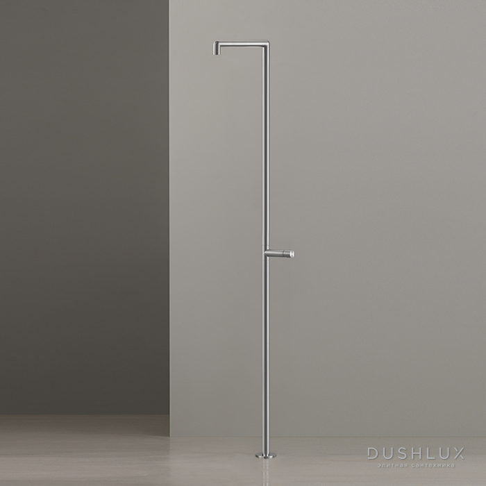 Фото CEA Design CARTESIO Душевая стойка со смесителем и верхним душем, напольная, Conical rain jet, цвет: нержавеющая сталь