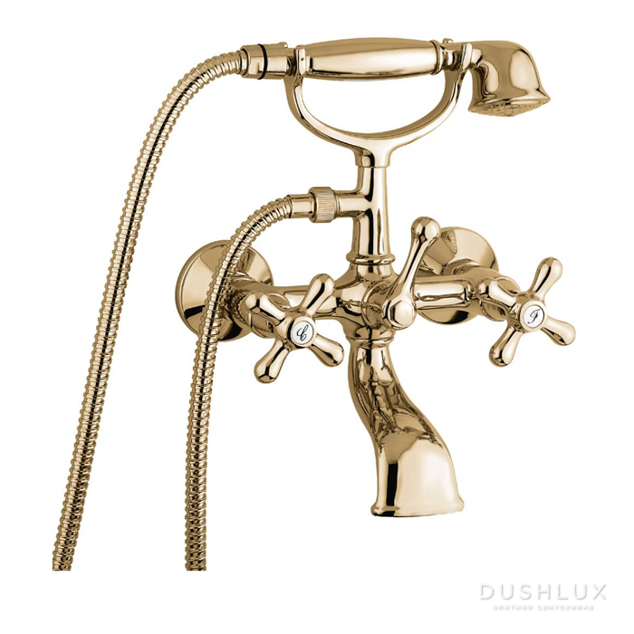 Фото Emmevi Deco Classic Смеситель для ванны (излив 14 см), с набором для душа, цвет: бронза