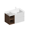 Kerama Marazzi Cubo Тумба 90см., подвесная, с ящиками, правая, цвет: белый матовый/орех