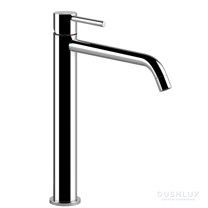 Фото Gessi Emporio Via tortona Смеситель для раковины, на 1 отв, высокий с длинным изливом, без донного клапана, цвет: хром