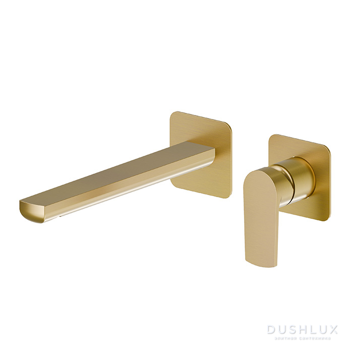 Фото Newform Haka Смеситель для раковины, встраиваемый, без донного клапана, цвет: PVD brushed gold