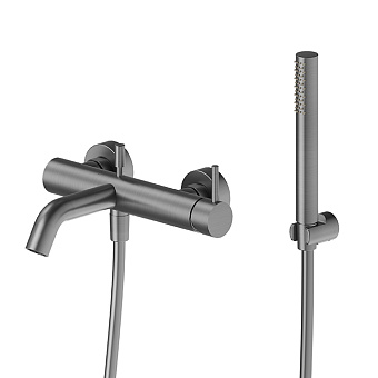 Newform X-Steel 316 Смеситель для ванны, настенный, с ручным душем и шлангом 150см., цвет: PVD Brushed gun metal