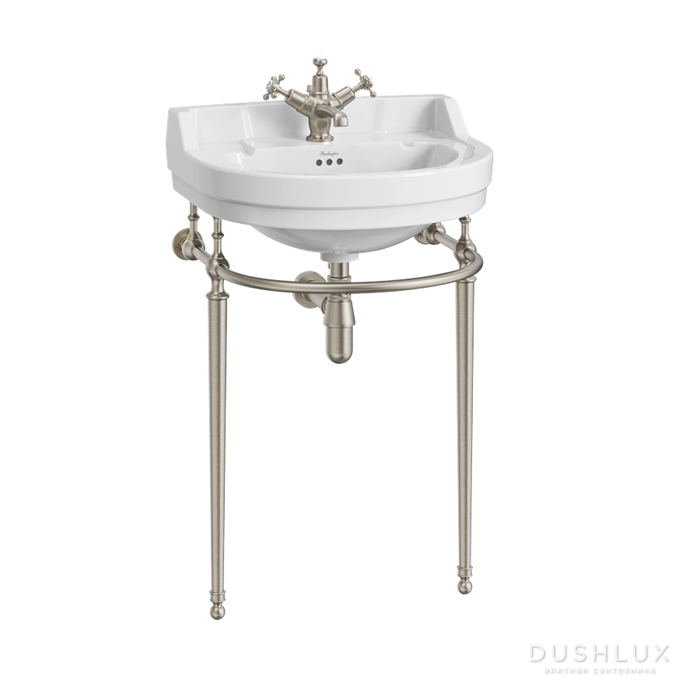 Фото Burlington Edwardian Подстолье для круглой раковины 56см (B6), цвет: шлифованный никель