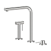 Newform N21 Смеситель для кухни, 3 отв., с ручным душем, цвет: Brushed nickel