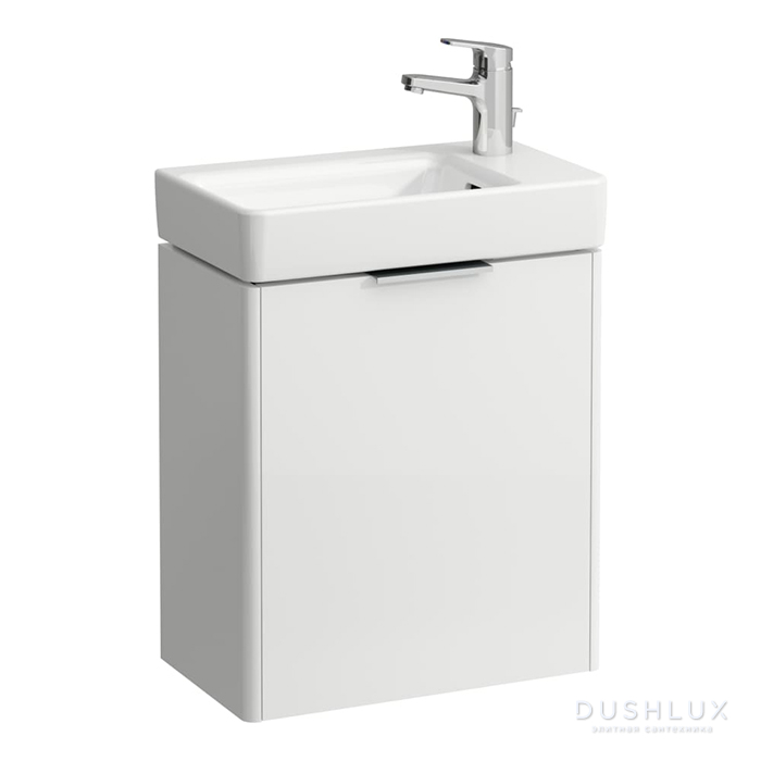 Фото Laufen Base Тумба с раковиной, 47x26.5x53см, 1 дверца, петли справа, органайзер для ящика, цвет: белый глянцевый