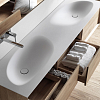 Falper Shape Evo Комплект мебели подвесной, 183x43x33 см, тумба с двойной раковиной и зеркалом, цвет: светлое дерево