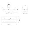 Knief Shape Ванна 190x90x60cм., встраиваемая, с щелевым сливом переливом click-clack, с комплектом ножек, цвет: белый матовый