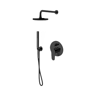 Gattoni H2Omix7000 Душевая система со смесителем встроенным на 2 выхода, ручным душем с держателем и верхним душем 250 мм, цвет: черный матовый