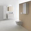 Laufen Base Шкафчик зеркальный 80x18.5x70cм, 2 дверцы, с горизонтальным элементом LED-подсветки, 2 стеклянные полки, 1 розетка, цвет: белый матовый