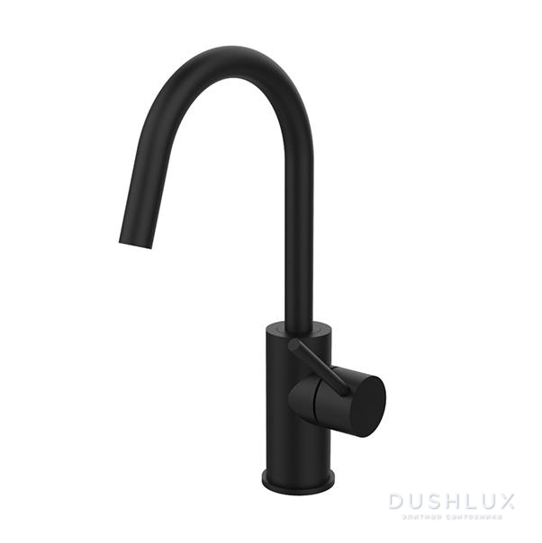 Фото Paffoni Light Смеситель для раковины, на 1 отв., с поворотным изливом, цвет: черный матовый