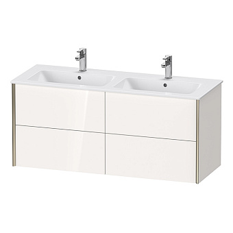 Duravit XViu Тумба подвесная 128x48x56см с 2 раковинами, с 4 выдв ящик, цвет: белый глянцевый/champagne matt