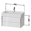 Duravit XViu Тумба подвесная 78.4x45.4x39.7см с раковиной, с 2 выдв ящик, цвет: walnut dark/черный матовый