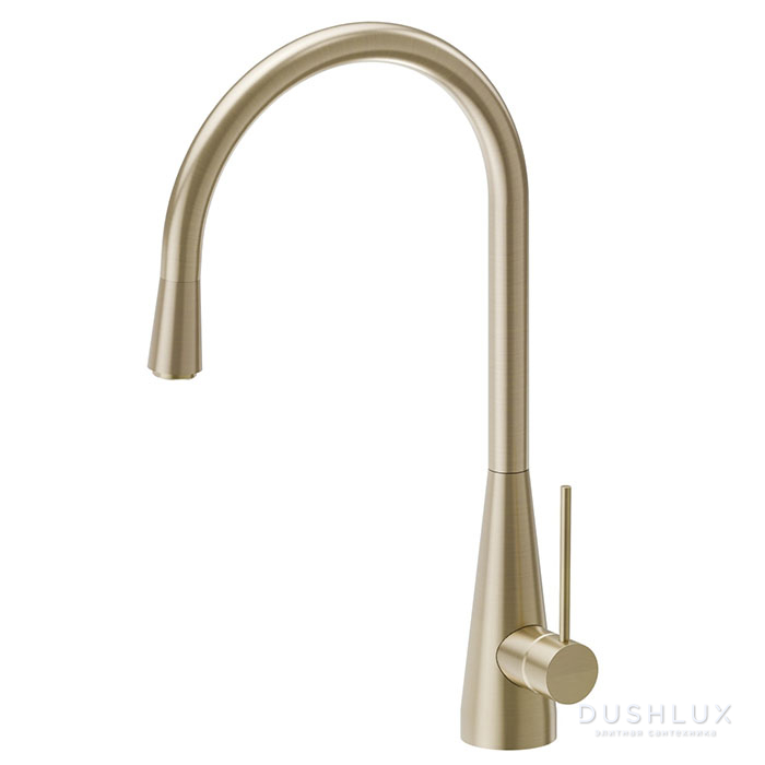 Фото Newform Ycon Смеситель для кухни, на 1 отв., круглый излив, цвет: brushed pale gold