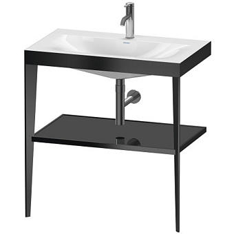 Duravit XViu Консоль напольная, 80x48x85см с полкой, с раковиной без перелива, 1 отв., цвет: black matt/black high gloss lacquer