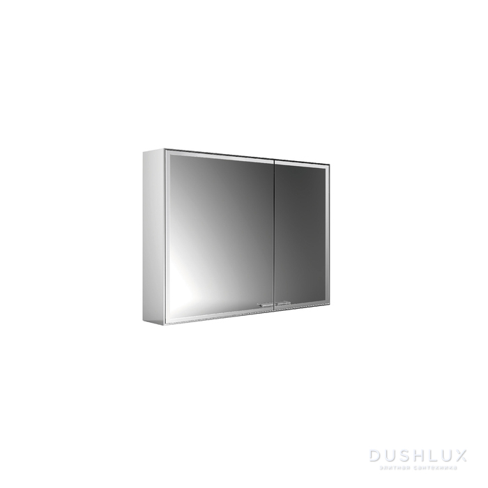 Фото EMCO Prestige2 Зеркальный шкаф 88.7x63.9см., настенный, LED-подсветка, 2 двери, 2 полки, розетка, левый, без EMCO light system