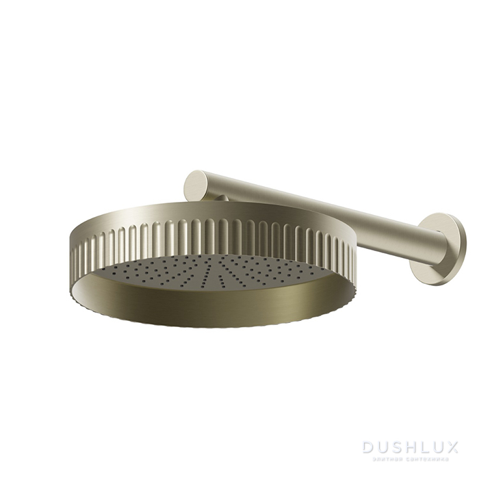 Фото Newform Ionika wellness Верхний душ 30см, кронштейн из стены 35см, цвет: PVD brushed pale gold
