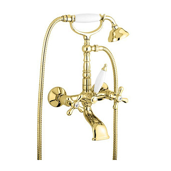 Emmevi Deco Old Смеситель для ванны, настенный, с ручным душем, цвет: золото