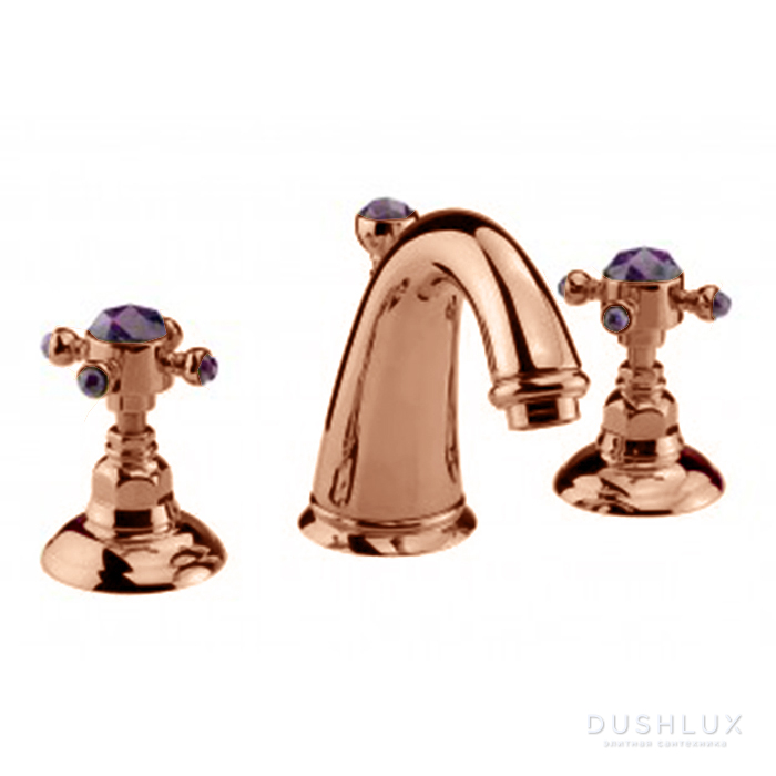 Фото Nicolazzi Onice Смеситель для раковины, 3 отв., с донным клапаном, цвет: Rose Gold