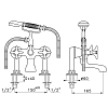 Stella 130 Смеситель на борт ванны на 2 отверстия 3274RG306 с ручным душем, цвет: хром