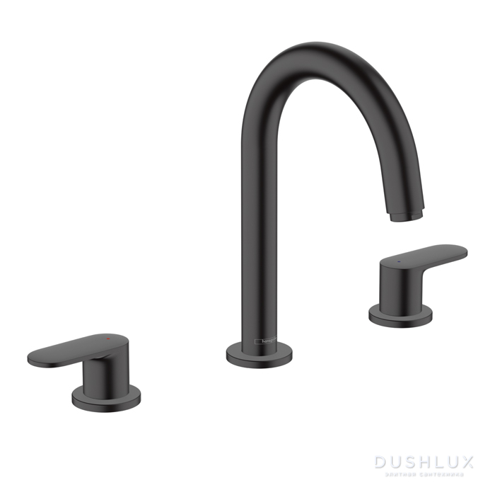 Фото Hansgrohe Vernis Blend Смеситель для раковины, на 3 отв, с донным клапаном, излив 166мм, h151мм, цвет: матовый черный