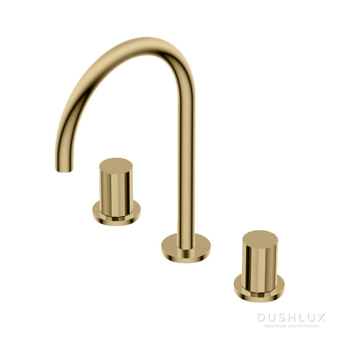 Фото Ritmonio Diametro35 Смеситель для раковины, 3 отв., цвет: Brushed Gold