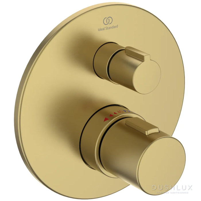 Фото Ideal Standard Ceratherm Т100 Смеситель для душа, встраиваемый, термостатический, без душевого гарнитура, цвет: PVD Brushed Gold (Шлифованное Золото)