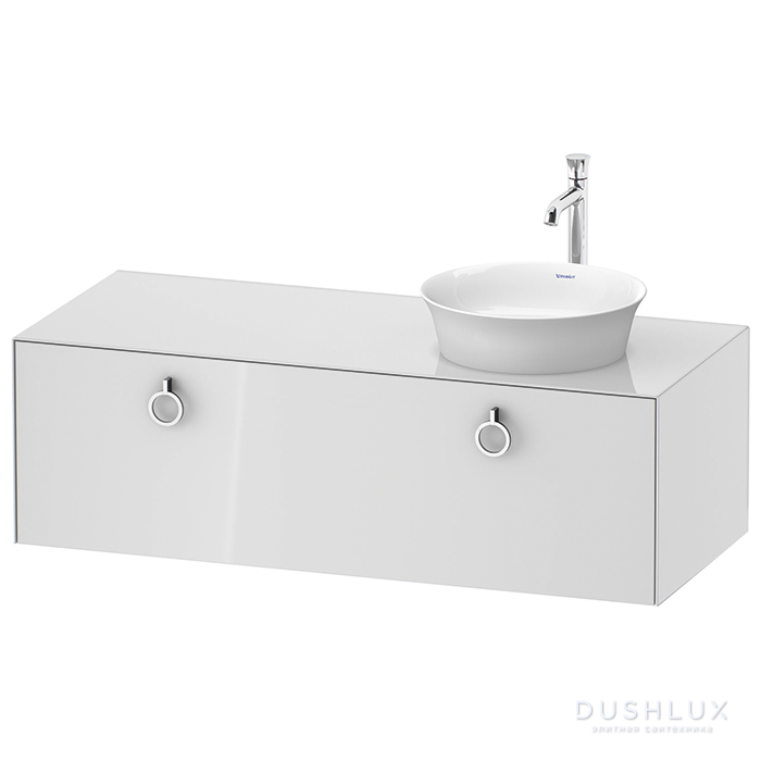 Фото Duravit White Tulip Тумбочка подвесная 130x55x40.8 см, раковина, 1 ящик с ручкой, цвет: белый высокоглянцевый