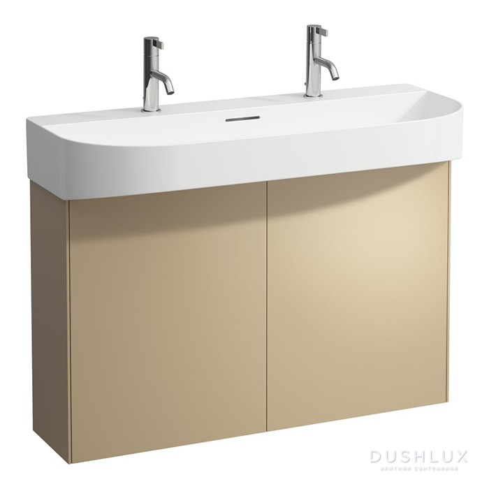 Фото Laufen Sonar Комплект мебели 97.5x24x60см., с раковиной, подвесной, 1 отв., 2 дверцы, цвет: золото