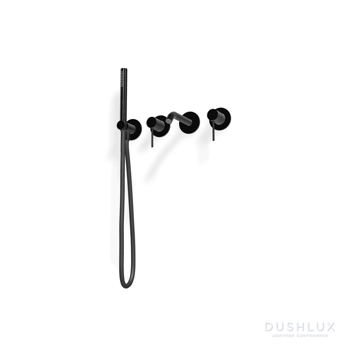 Фото Treemme 40mm Смеситель для ванны, встраиваемый, с ручным душем, цвет: Gun Metal PVD