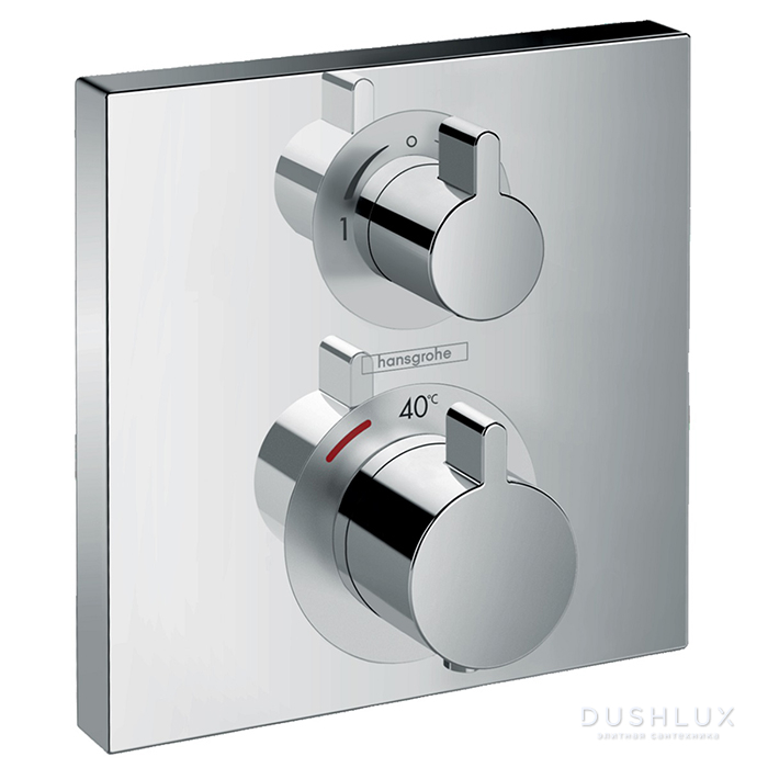 Фото Hansgrohe Ecostat Square Встраиваемый термостат для душа, 2 источника (внешняя часть), цвет: хром