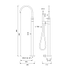 CEA Design GRADI Смеситель для ванны 98см., напольный, прогрессивный, с ручным душем, цвет: нержавеющая сталь/черный