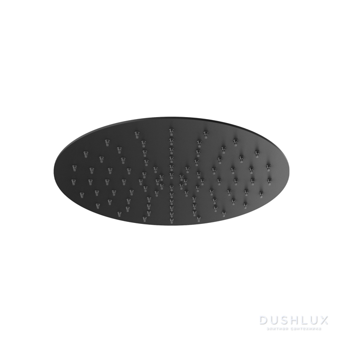Фото Plumberia Selection IXO Верхний душ 25см., встроенный клапан безопасности, поворотный, антикальций, цвет: черный матовый