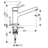 Hansgrohe Talis S M52 Кухонный смеситель 170,  на 1 отв., поворотный и вытяжной излив 224мм, h169мм 1jet, цвет: хром