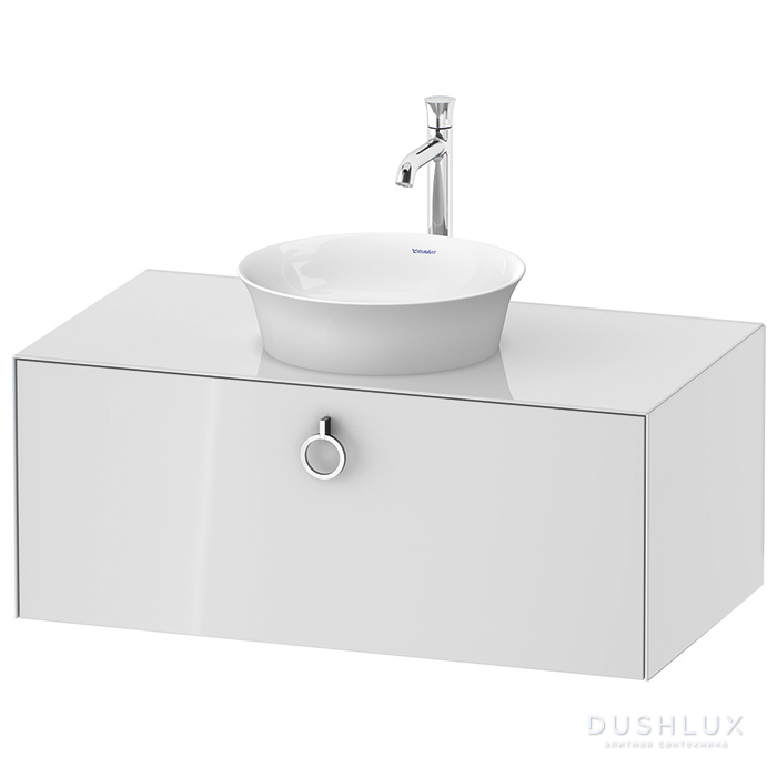 Фото Duravit White Tulip Тумбочка подвесная 100x55x40.8 см, раковина, 1 ящик с ручкой, цвет: белый высокоглянцевый