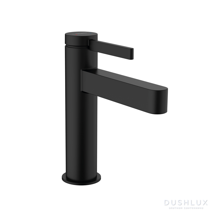 Фото Hansgrohe Finoris Смеситель для раковины, однорычажный, 110 со сливным клапаном Push-Open, цвет: матовый черный