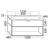 Burgbad Vry Комплект мебели 123x49.6x60см, подвесной, 1 ящик, 1 полка, раков белая глянц с 2 отв для смес, ручка G0253, цвет белый матовый