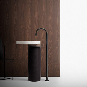 Falper Eccentrico trico Раковина 63x56x90 см, без отв., напольная, мраморная Carrara, полотенцедержатель матовая медь, цвет: венге
