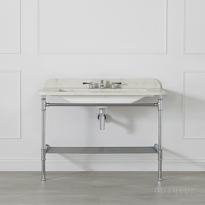 Фото Victoria + Albert Metallo Quartz Металлическая структура 112х51хh94см, с раковиной 3 на отв., цвет: полированный хром/кремовый