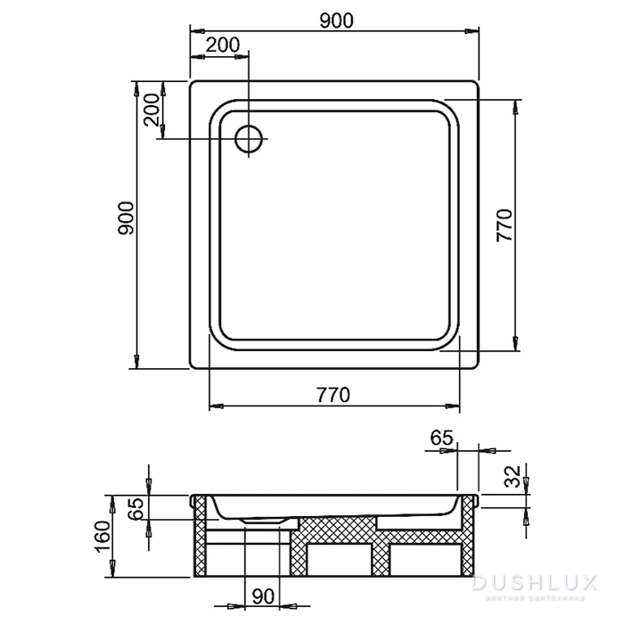 Kaldewei Duschplan, душевой поддон, материал сталь-эмаль 3,5 мм ...