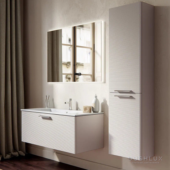 Фото Verona Style Dune Тумба подвесная с раковиной 100х45см, 1 выдв. ящик, цвет: M31 Linen matt (льняной матовый)