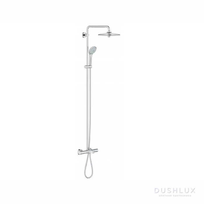 Фото Grohe EPH Душевая система с верхним душем, ручным душем, термостатическим смесителем для ванны и шлангом 175см., цвет: хром