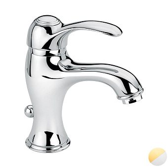 Emmevi Harmony Смеситель для раковины, на 1 отв., с донным клапаном, цвет: хром/золото