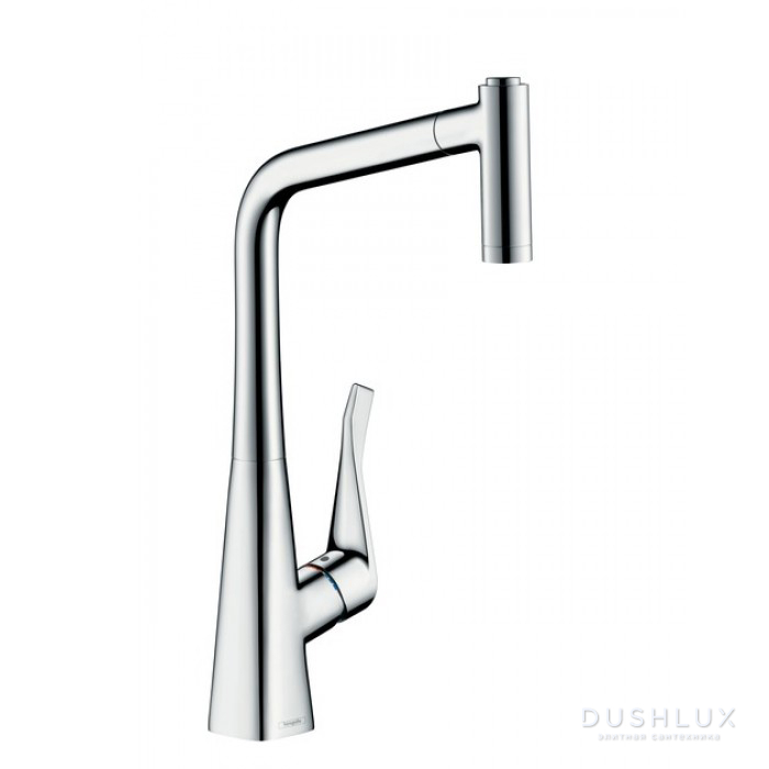 Фото Hansgrohe Metris Смеситель для кухни на 1 отв, поворотный и выдвижной излив 2jet, цвет хром