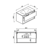 Verona Style Shape S Тумба подвесная с раковиной 90x50см, 1 выдв. ящик, 1 открытая ниша, цвет: W11 Walnut (Орех)